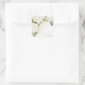 Boho white bloemen groene bladeren botanische vierkante sticker (Tas)