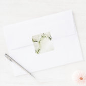 Boho white bloemen groene bladeren botanische vierkante sticker (Envelop)