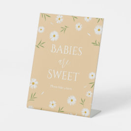 Boho White Daisies Baby's zijn snoep Reclamebord Met Voetstuk