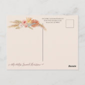 Boho White Elegant Floral Tropical Palm Pampas Briefkaart (Achterkant)