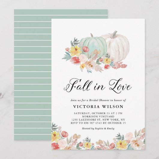 Boho White en Blue Pumpkin Herfst Vrijgezellenfees Kaart (Voorkant / Achterkant)