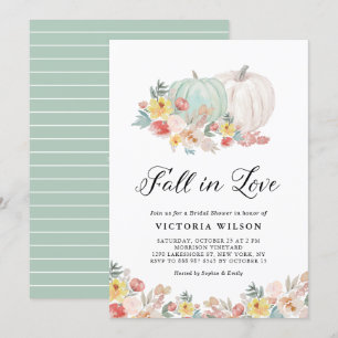 Boho White en Blue Pumpkin Herfst Vrijgezellenfees Kaart