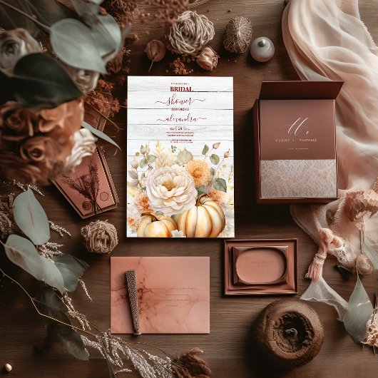 Boho White en Gold Glitter Pumpkins Bridal Kaart