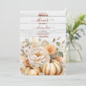 Boho White en Gold Glitter Pumpkins Bridal Kaart (Staand voorkant)