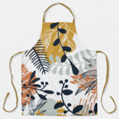 Boho White en Navy Leaves Schort (Voorkant)