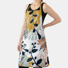 Boho White en Navy Leaves Schort