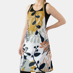 Boho White en Navy Leaves Schort