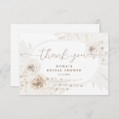 Boho White en Neutral Bouquet Bedankkaart (Voorkant / Achterkant)