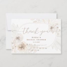 Boho White en Neutral Bouquet Bedankkaart