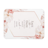 Boho White en Pink Roses Save the Date Kaart Magneet (Horizontaal)