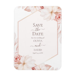 Boho White en Pink Roses Save the Date Kaart Magneet