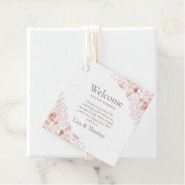Boho White en Pink Roses Welcome Gift Label