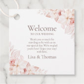 Boho White en Pink Roses Welcome Gift Label (Voorkant)