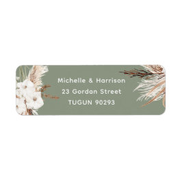 Boho White en Sage Return Address Weddenlabel Etiket