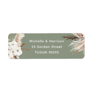 Boho White en Sage Return Address Weddenlabel Etiket