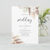 Boho White Floral Elegant Wedding Kaart (Staand voorkant)