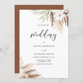 Boho White Floral Elegant Wedding Kaart