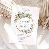 Boho White Floral & Greenery Wedding Kaart