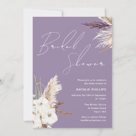 Boho White Floral Lavender Paars Vrijgezellenfeest Kaart