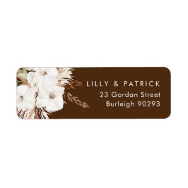 Boho White Floral Modern Wedding Return Address Etiket