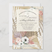 BOHO White Floral Rustic Pampas Grass Tropical Kaart (Voorkant)