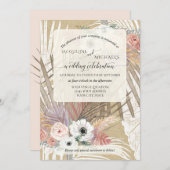 BOHO White Floral Rustic Pampas Grass Tropical Kaart (Voorkant / Achterkant)