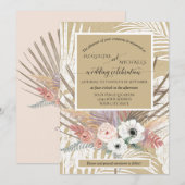 BOHO White Floral Rustic Pampas Grass Tropical Kaart (Voorkant / Achterkant)
