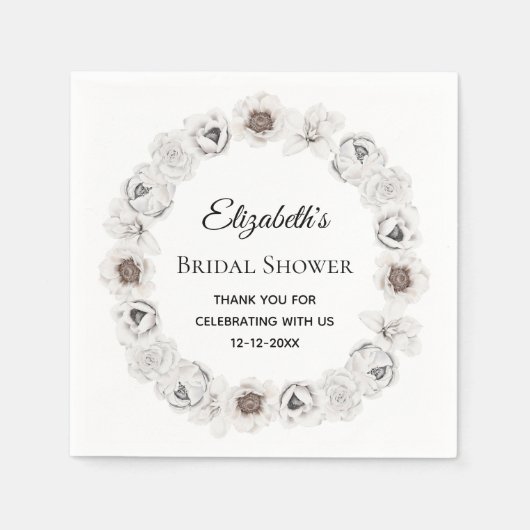 Boho White Floral Vrijgezellenfeest Servet (Voorkant)