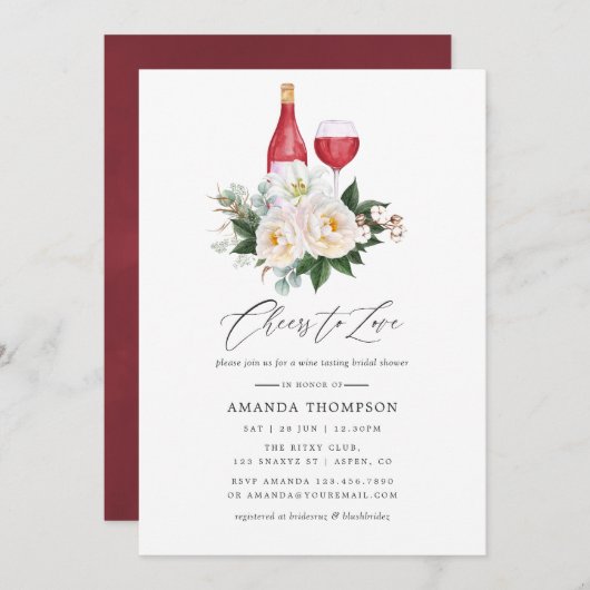 Boho White Floral Wine Tasting Vrijgezellenfeest Kaart (Voorkant / Achterkant)