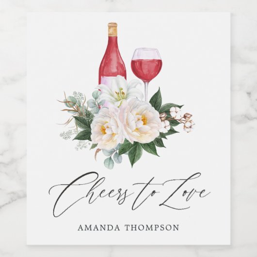 Boho White Floral Wine Tasting Vrijgezellenfeest Wijn Etiket (Enkel label)