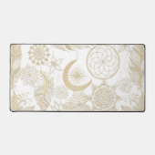 Boho White Gold Floral Feathers Dreamweaver Bureaumat (Voorkant)