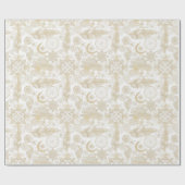 Boho White Gold Floral Feathers Dreamweaver Cadeaupapier (Vlak)