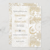 Boho White Gold Floral Feathers Dreamweaver Kaart (Voorkant / Achterkant)