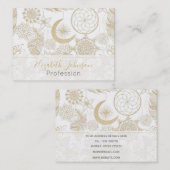 Boho White Gold Floral Feathers Dreamweaver Visitekaartje (Voorkant / Achterkant)
