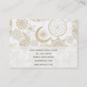 Boho White Gold Floral Feathers Dreamweaver Visitekaartje (Achterkant)