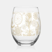 Boho White Gold Floral Feathers Dreamweaver Wijnglas Zonder Voet (Voorkant)
