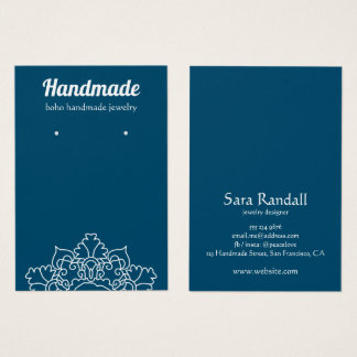 Boho White Mandala Dark Blauwgroen Earring Display Visitekaartje
