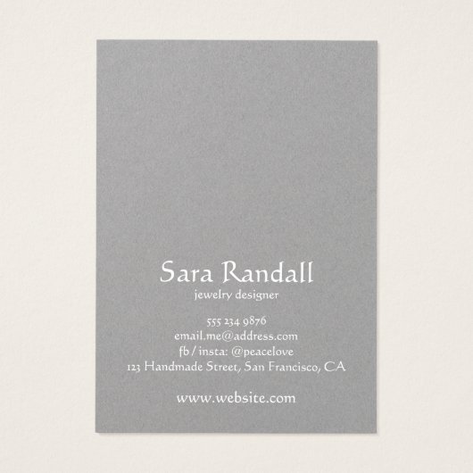 Boho White Mandala Rustic Grey Earring Display Visitekaartje (Achterkant)