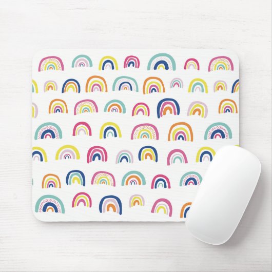 Boho White Multi Rainbow Muismat (Met muis)