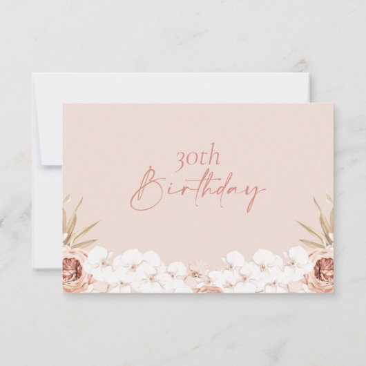 Boho White Orchards Palm Leaf 30th Birthday Kaart (Achterkant)