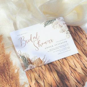 Boho White Orchid & Pampas Grass Vrijgezellenfeest Kaart