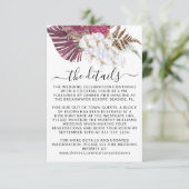 Boho White Orchids Blush Burgundy Floral Wedding E Informatiekaartje (Staand voorkant)