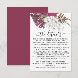Boho White Orchids Blush Burgundy Floral Wedding E Informatiekaartje