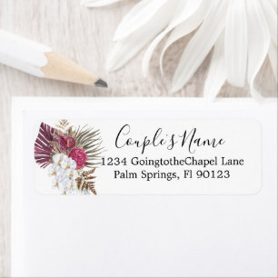 Boho White Orchids Floral Wedding Return Address Etiket