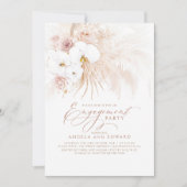 Boho White Orchids Pampas Grass Engagement Party Kaart (Voorkant)