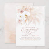 Boho White Orchids Pampas Grass Engagement Party Kaart (Voorkant / Achterkant)
