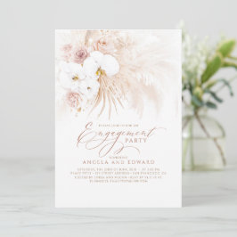 Boho White Orchids Pampas Grass Engagement Party Kaart