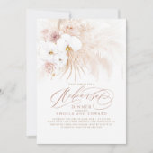 Boho White Orchids Pampas Grass Rehearsal Dinner Kaart (Voorkant)