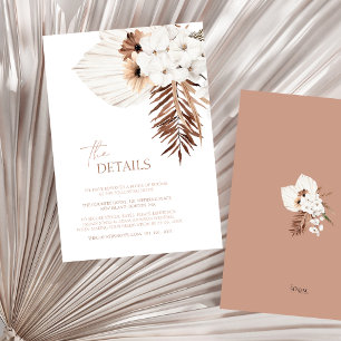 Boho White Orchids Pampas Grass Wedding Details Informatiekaartje