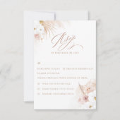 Boho White Orchids Pampas Grass Wedding RSVP Kaartje (Voorkant)